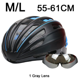 280g Goggles Cycling Helmet Insect Net Road Mountain MTB Bike Bicycle Helmet With Lens 28 Air Vent Helmet Bike Casco Ciclismo