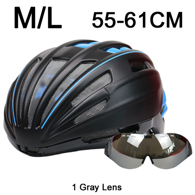 280g Goggles Cycling Helmet Insect Net Road Mountain MTB Bike Bicycle Helmet With Lens 28 Air Vent Helmet Bike Casco Ciclismo