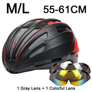280g Goggles Cycling Helmet Insect Net Road Mountain MTB Bike Bicycle Helmet With Lens 28 Air Vent Helmet Bike Casco Ciclismo