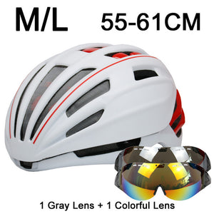 280g Goggles Cycling Helmet Insect Net Road Mountain MTB Bike Bicycle Helmet With Lens 28 Air Vent Helmet Bike Casco Ciclismo