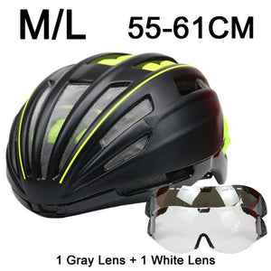 280g Goggles Cycling Helmet Insect Net Road Mountain MTB Bike Bicycle Helmet With Lens 28 Air Vent Helmet Bike Casco Ciclismo
