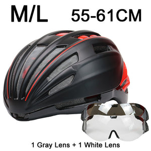 280g Goggles Cycling Helmet Insect Net Road Mountain MTB Bike Bicycle Helmet With Lens 28 Air Vent Helmet Bike Casco Ciclismo
