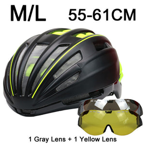 280g Goggles Cycling Helmet Insect Net Road Mountain MTB Bike Bicycle Helmet With Lens 28 Air Vent Helmet Bike Casco Ciclismo