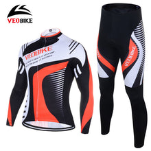 VEOBIKE Men's Bicycle Clothing Long Sleeve Jersey Gel Pad Pants Clothes Ropa Ciclismo MTB Road Running Bike Cycling Jersey Set