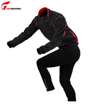 GETMOVING Autumn Hooded Cycling Jacket Sets Windproof Long Sleeve Bike Riding Coat Pants Suits Men Women Bicycle Clothing